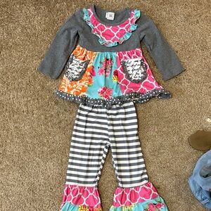 Charming Kids Floral and Striped Matching Set